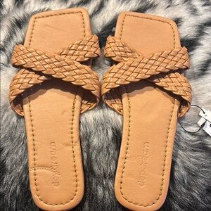 Aldo Tan Braided Sandals Flat Open-Toe